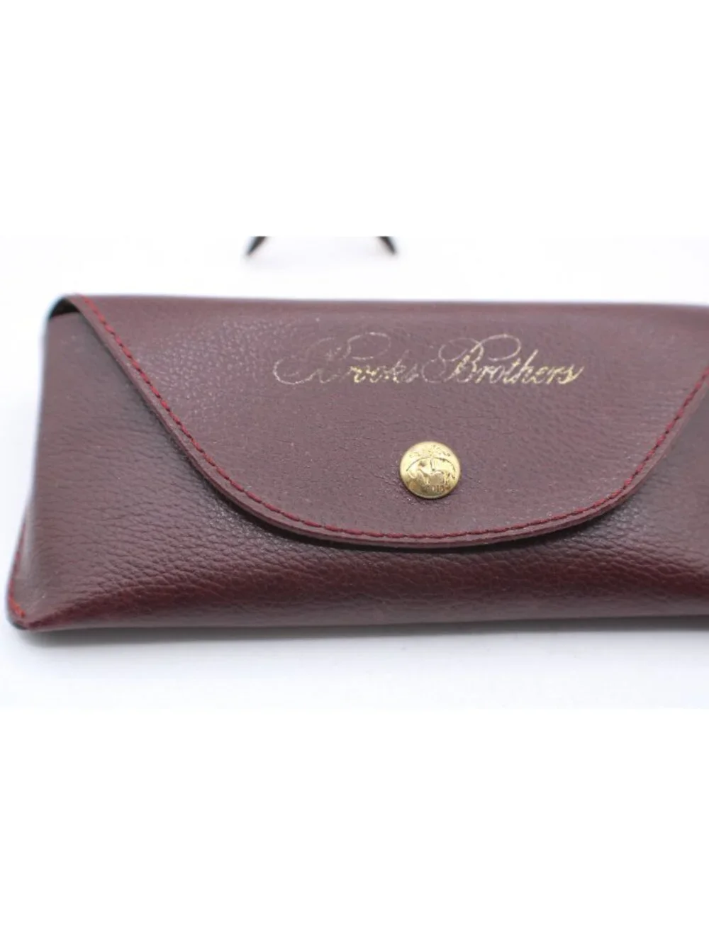Brooks Brothers Gold Tortoise Shell Round Eyeglass Frames Leather Case 49-19-135